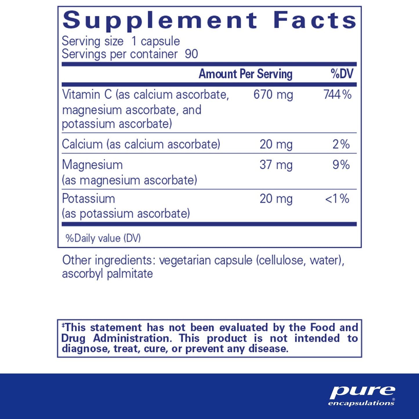pure encapsulations Buffered Ascorbic Acid capsules