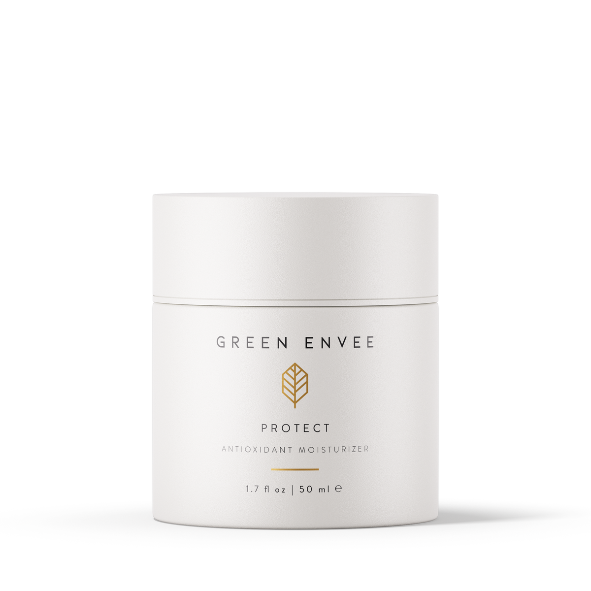 A white jar of GREEN ENVEE PROTECT Antioxidant Moisturizer with a capacity of 30 ml.