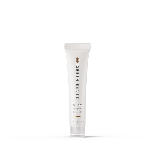 A tube of Green Envee Retinal Renewal Complex- Travel Size with a white and green color scheme.