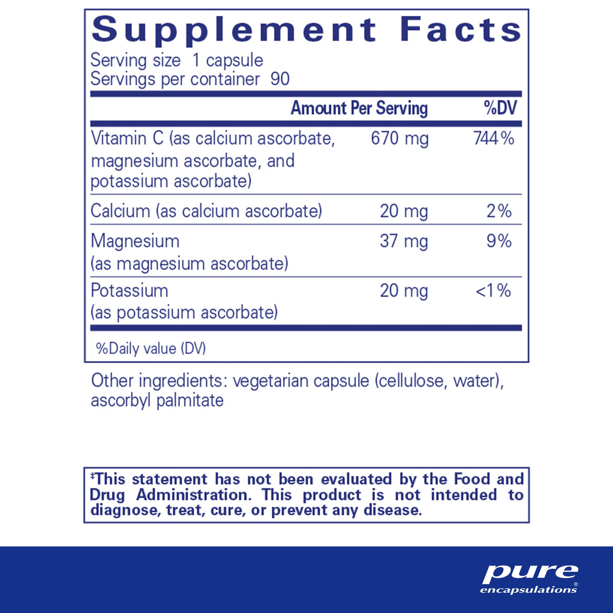 pure encapsulations Buffered Ascorbic Acid capsules
